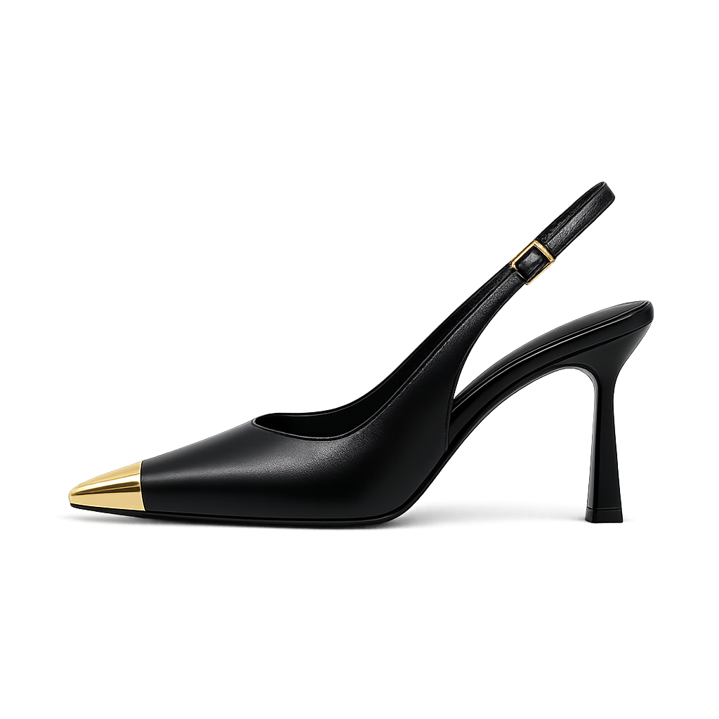METAL CAP TOE SLINGBACK HEELS