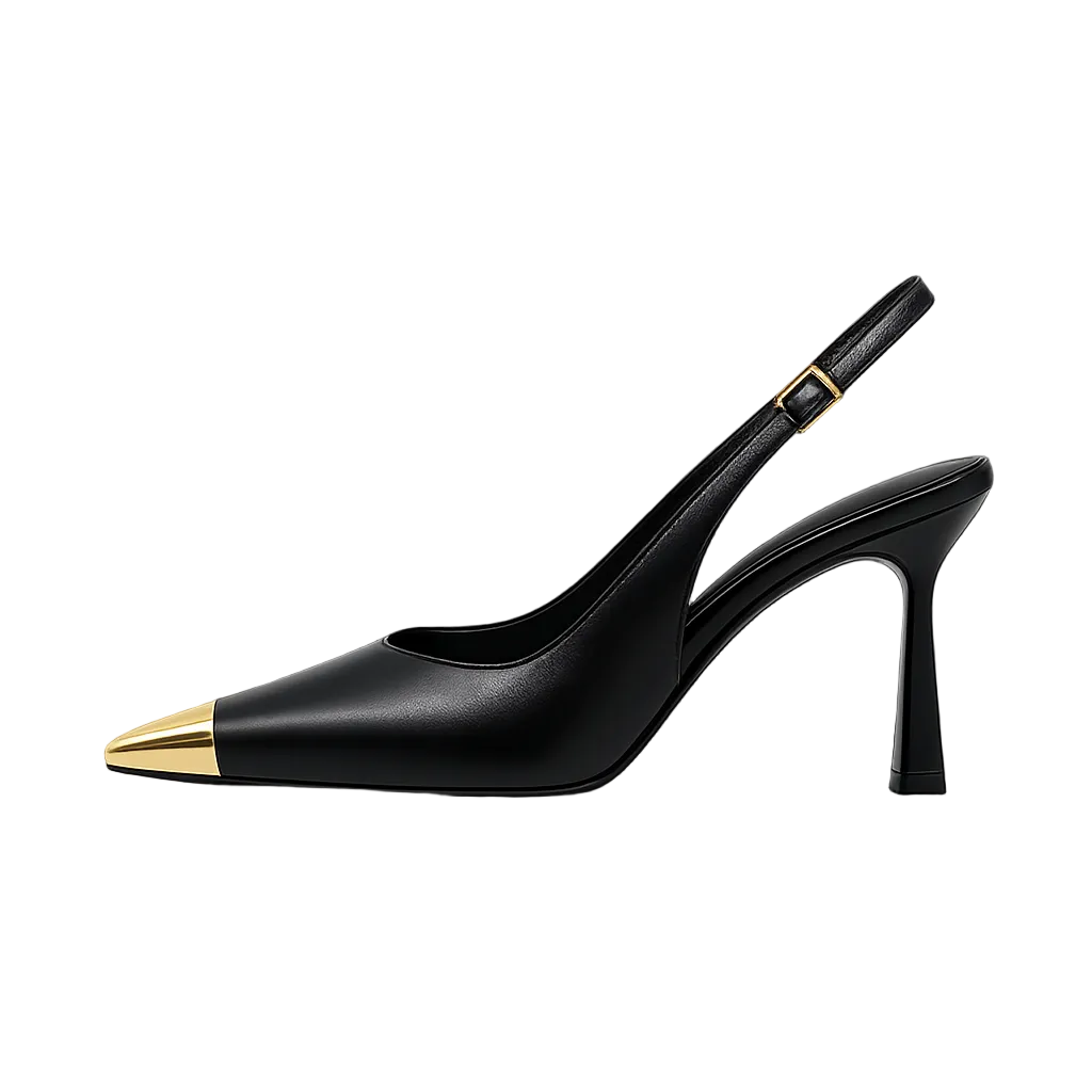 METAL CAP TOE SLINGBACK HEELS