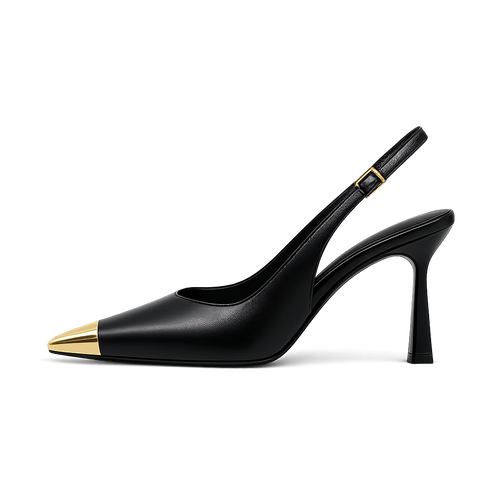 METAL CAP TOE SLINGBACK HEELS