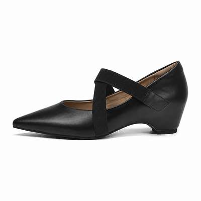 Women's Cross Strap Pointed Toe Kitten Heels