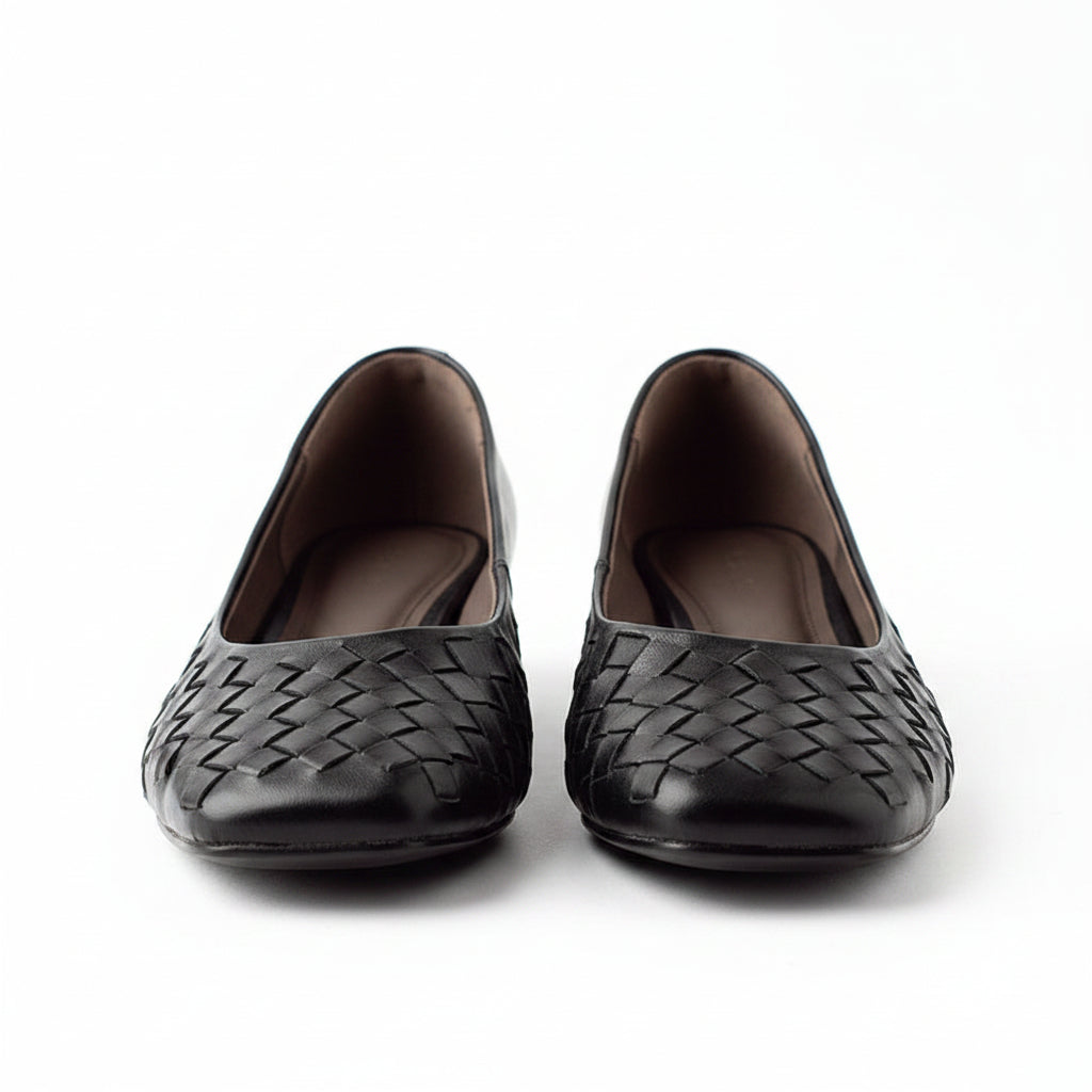 WOVEN SQUARE-TOE PUMPS