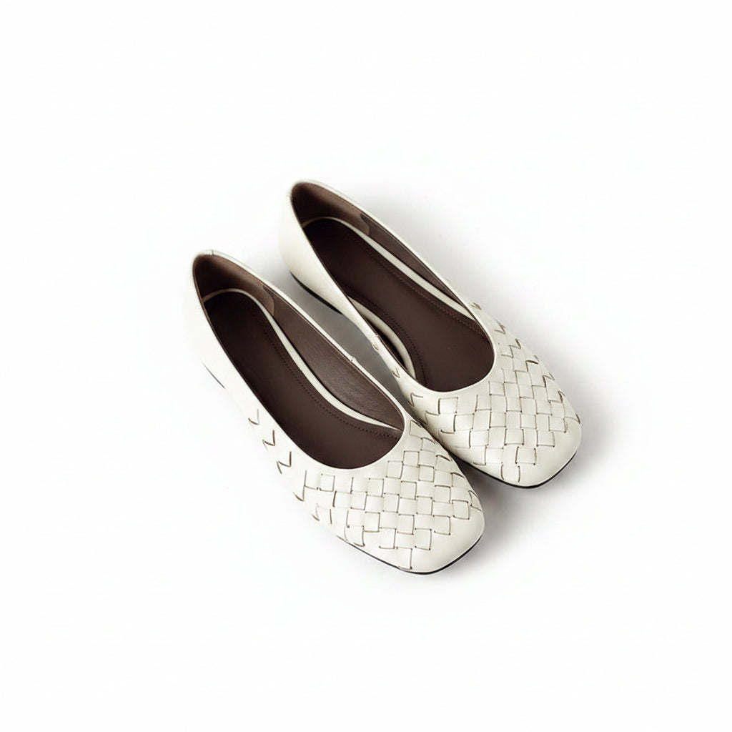 WOVEN SQUARE-TOE PUMPS