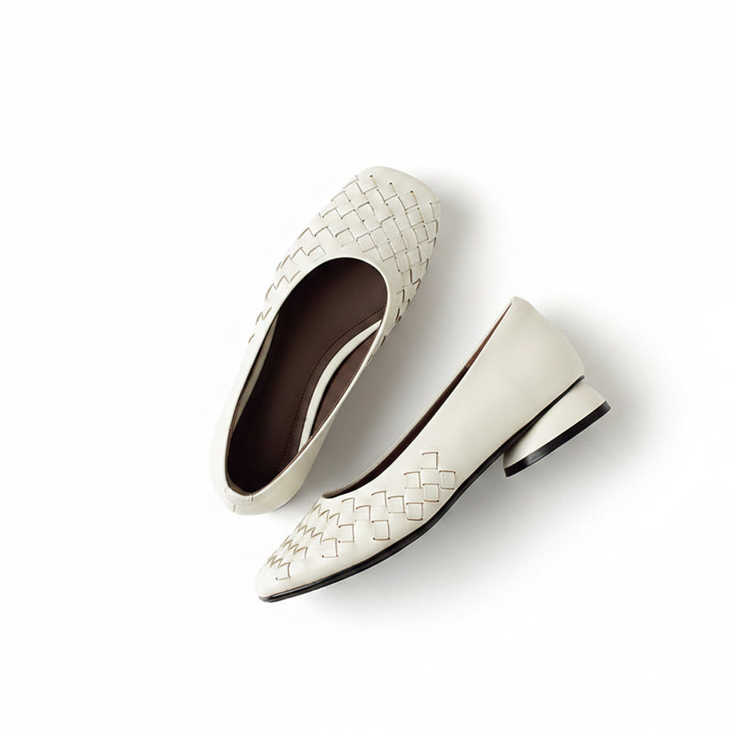 WOVEN SQUARE-TOE PUMPS