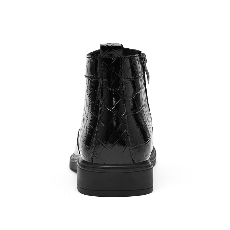 CROCO-EMBOSSED LEATHER DRESS BOOTS