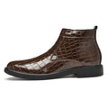 CROCO-EMBOSSED LEATHER DRESS BOOTS