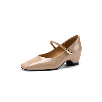 Women's Patent Vegan Leather Mary Jane Heels