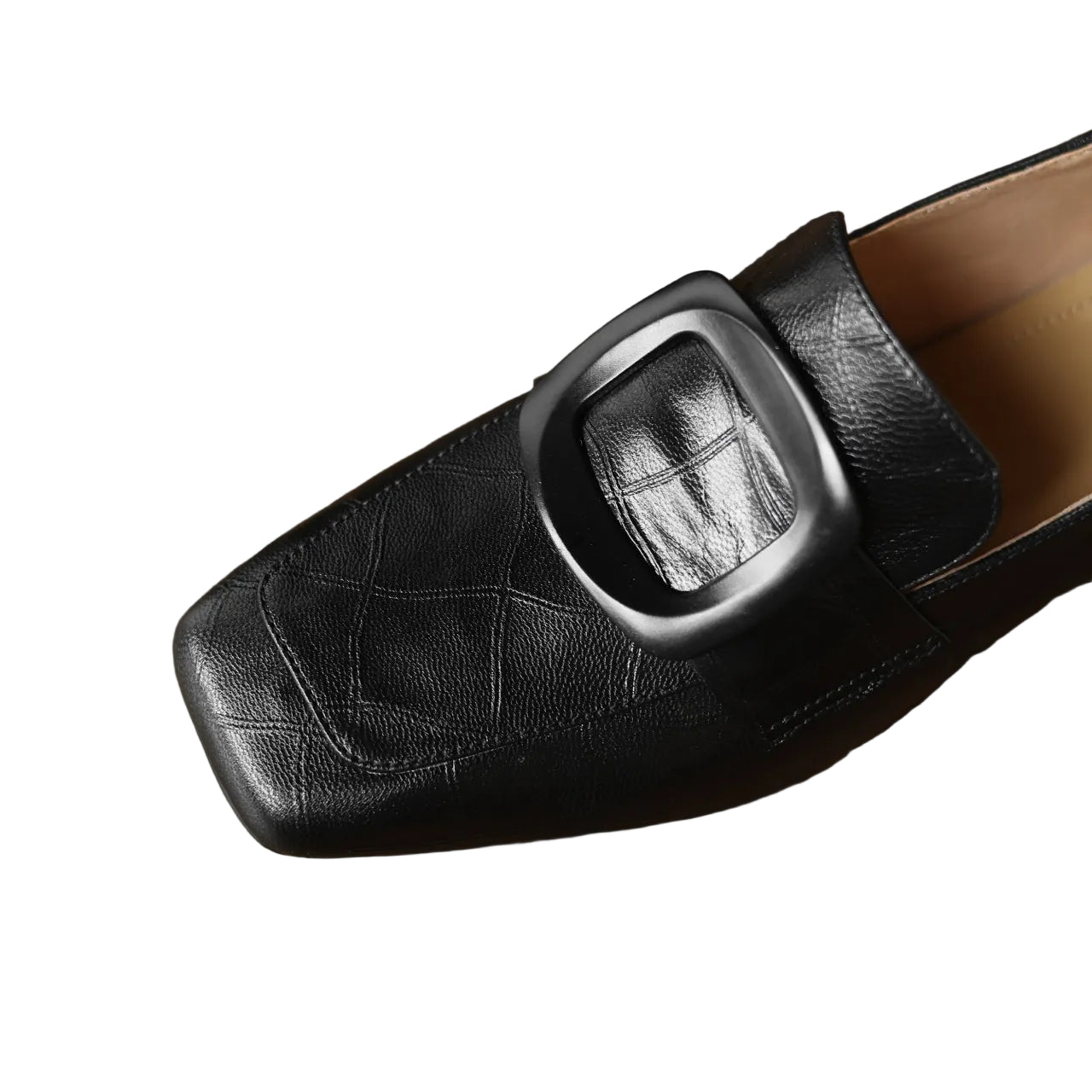 SQUARE TOE PU LEATHER LOAFERS
