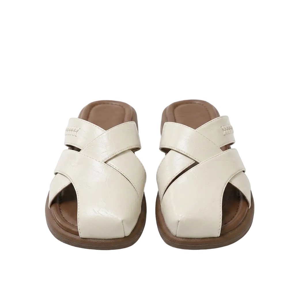 MINIMALIST CRISS CROSS PLATFORM SLIDES