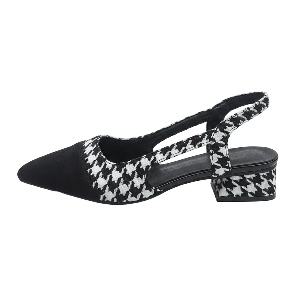 CLASSIC HOUNDSTOOTH SLINGBACK LOW HEELS