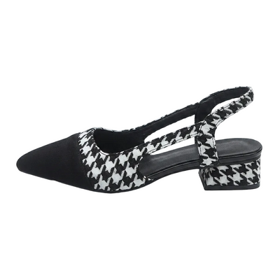 Women's Classic Houndstooth Slingback Low Heels