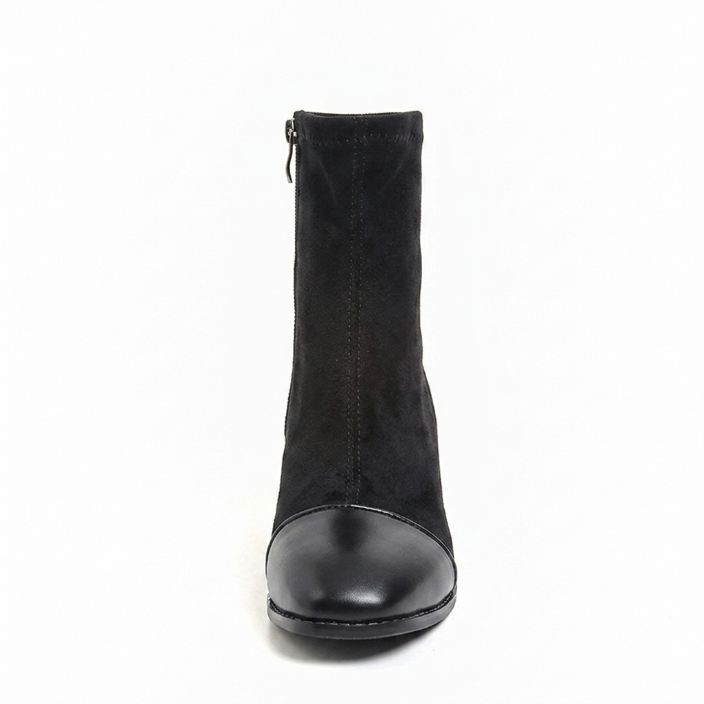 ROUND TOE BLOCK HEEL ANKLE BOOTS