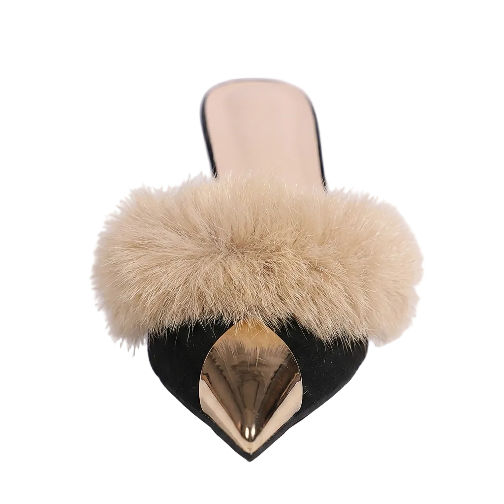 Women's Faux Fur Pointed Toe Mules