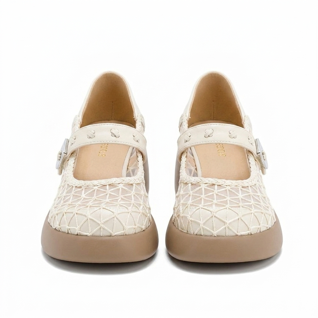 MESH PANELED MARY JANE SHOES