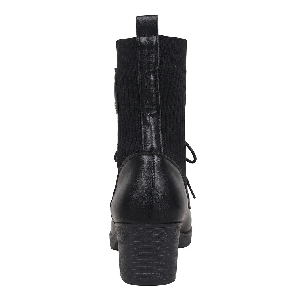 BLACK RIBBED KNIT SOCK BOOTS