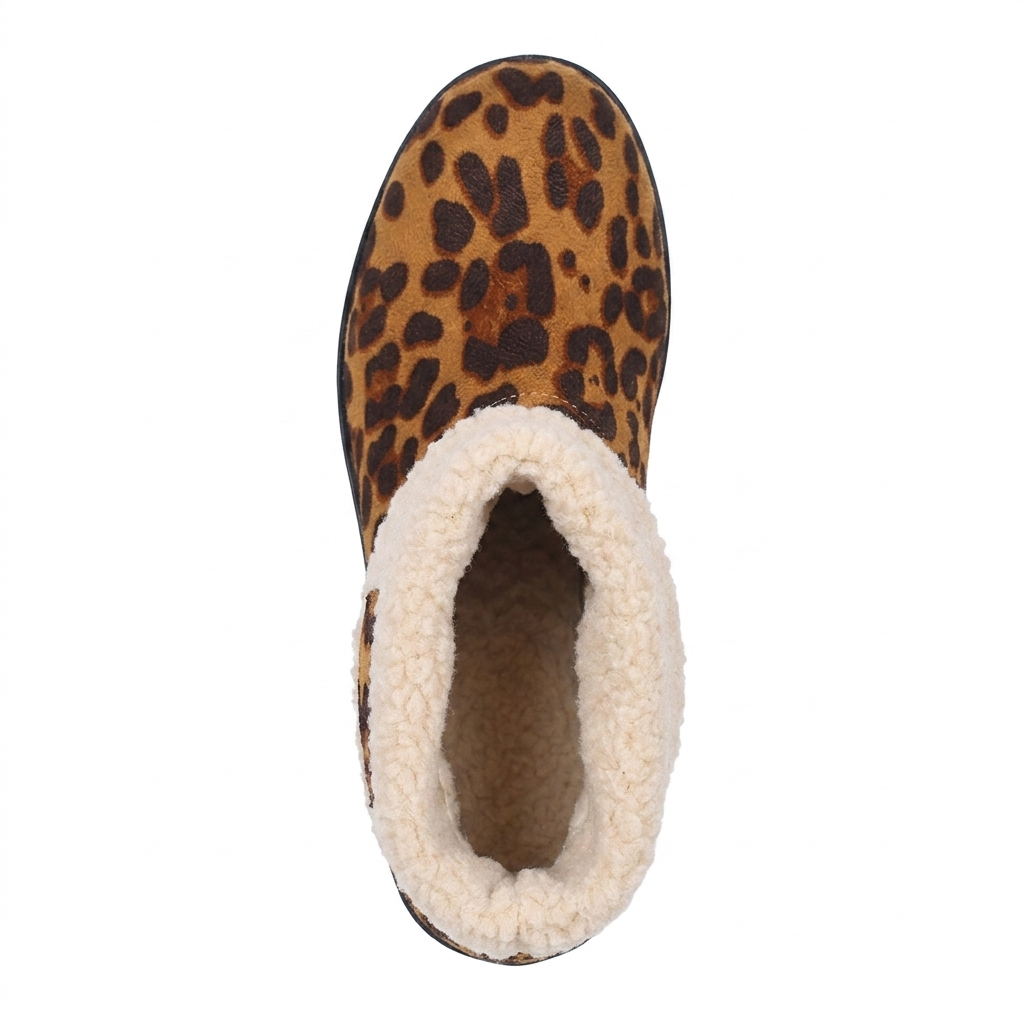 LEOPARD PRINT SHEARLING CUFF BOOTS