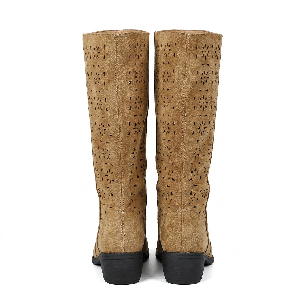 Women's Boho Laser Cut Mid-Calf Boots