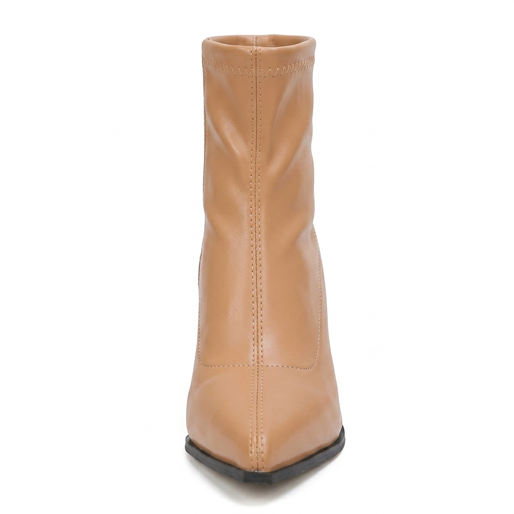 POINTED TOE BLOCK HEEL ANKLE BOOTS