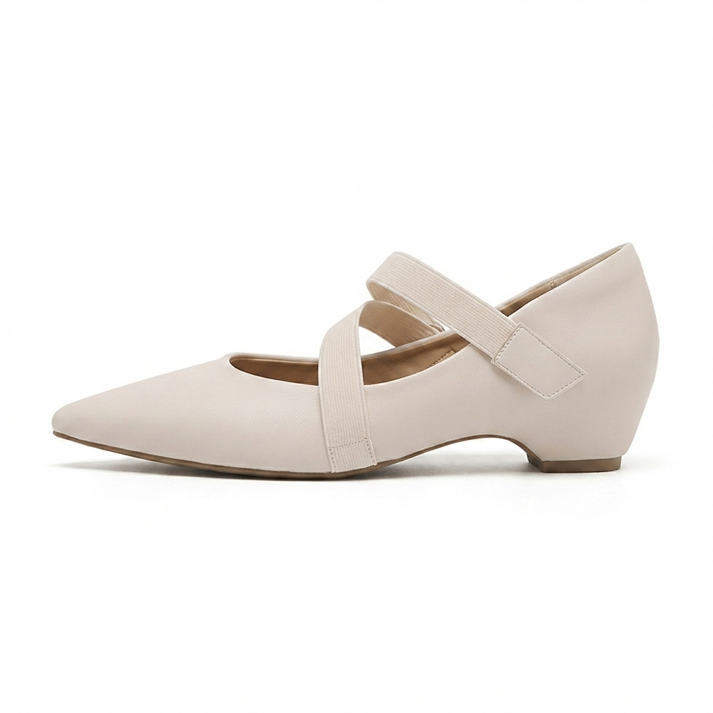 CROSS STRAP POINTED TOE KITTEN HEELS