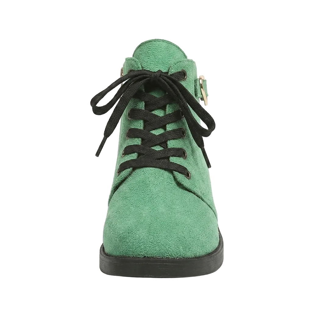 EMERALD GREEN FAUX SUEDE BOOTIES