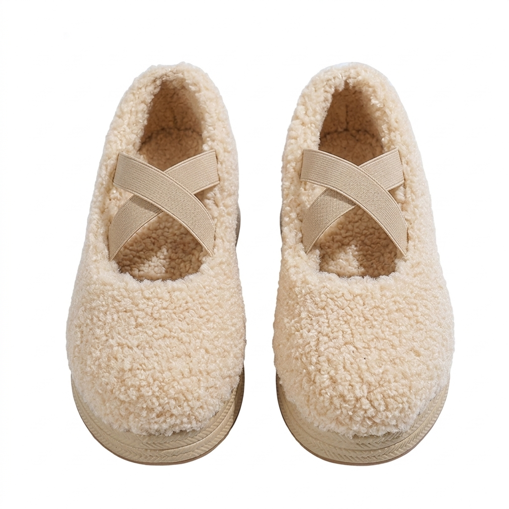 Women's Sherpa Cross-Strap Wedge Slippers
