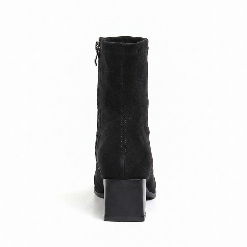 ROUND TOE BLOCK HEEL ANKLE BOOTS