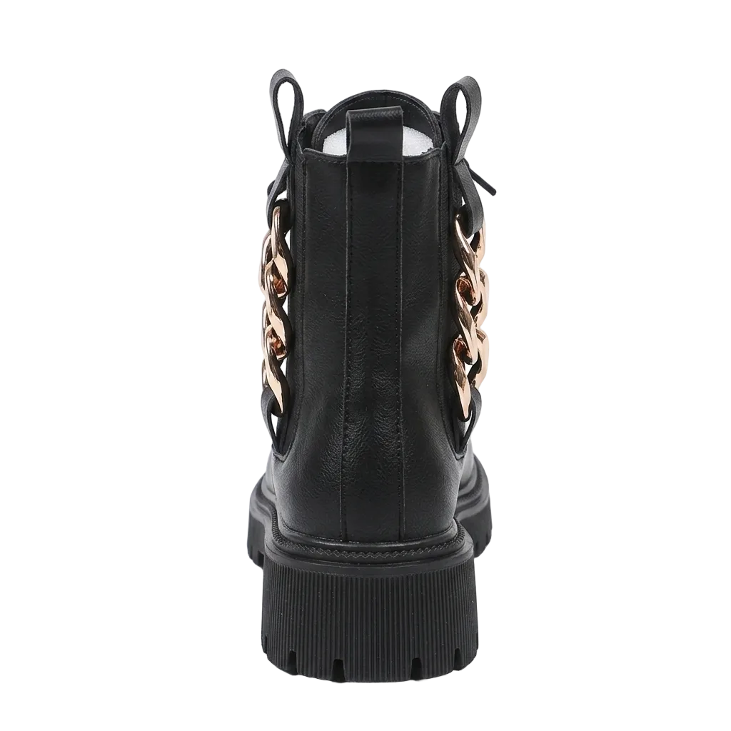 CHUNKY CHAIN-TRIM COMBAT BOOTS