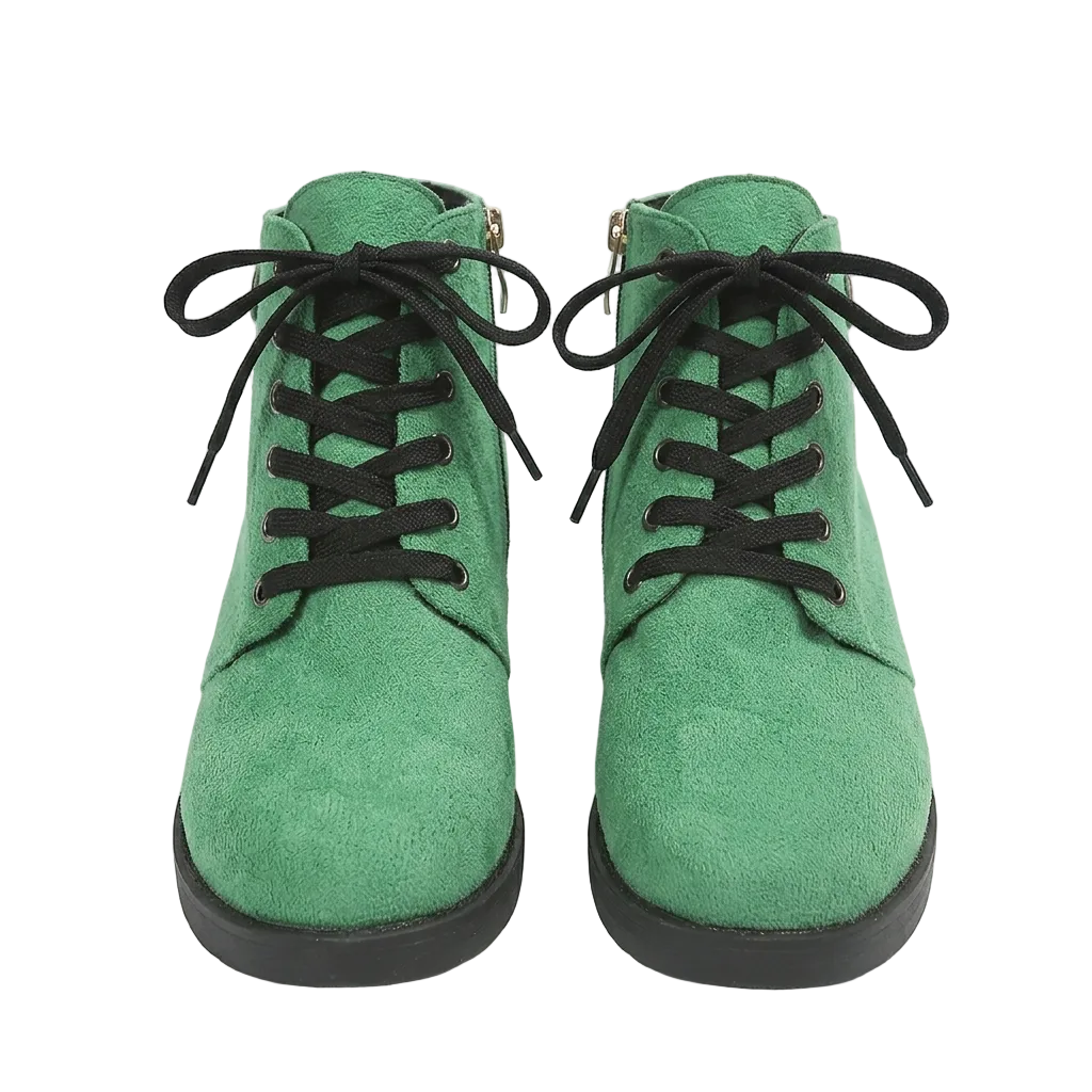 EMERALD GREEN FAUX SUEDE BOOTIES