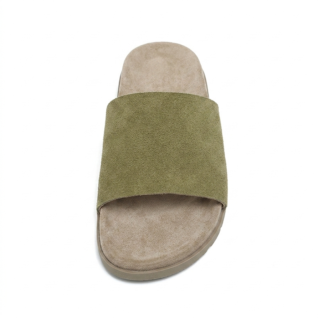 FAUX SUEDE SLIDE SANDALS