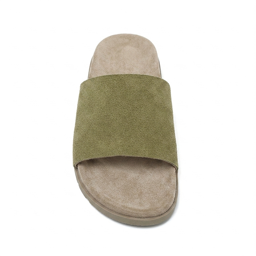FAUX SUEDE SLIDE SANDALS