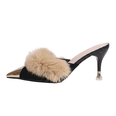 Women's Faux Fur Pointed Toe Mules