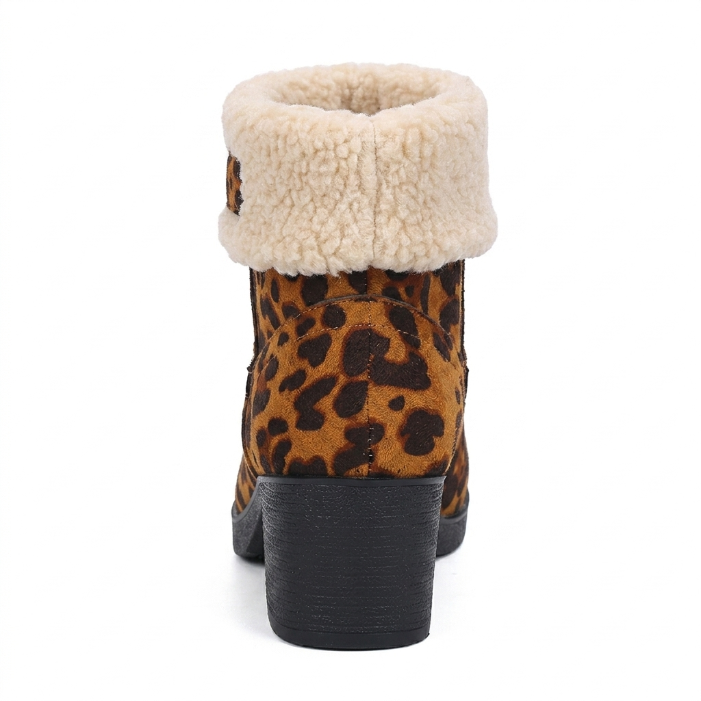 LEOPARD PRINT SHEARLING CUFF BOOTS