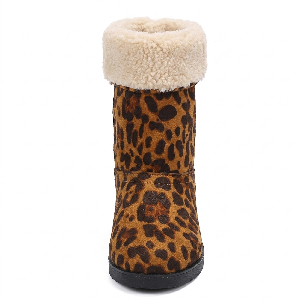 LEOPARD PRINT SHEARLING CUFF BOOTS
