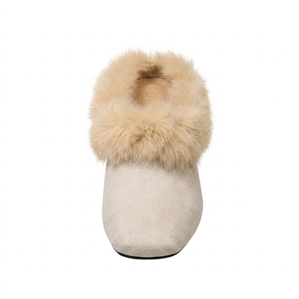 Women's Faux Fur Trim Mule Heels