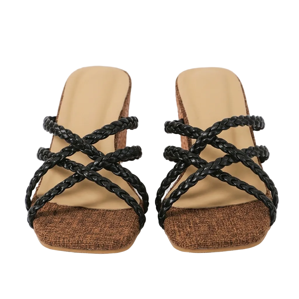 BRAIDED STRAP WEDGE HEELS