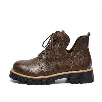 Women's Retro V-Cut Lace-Up Ankle Boots