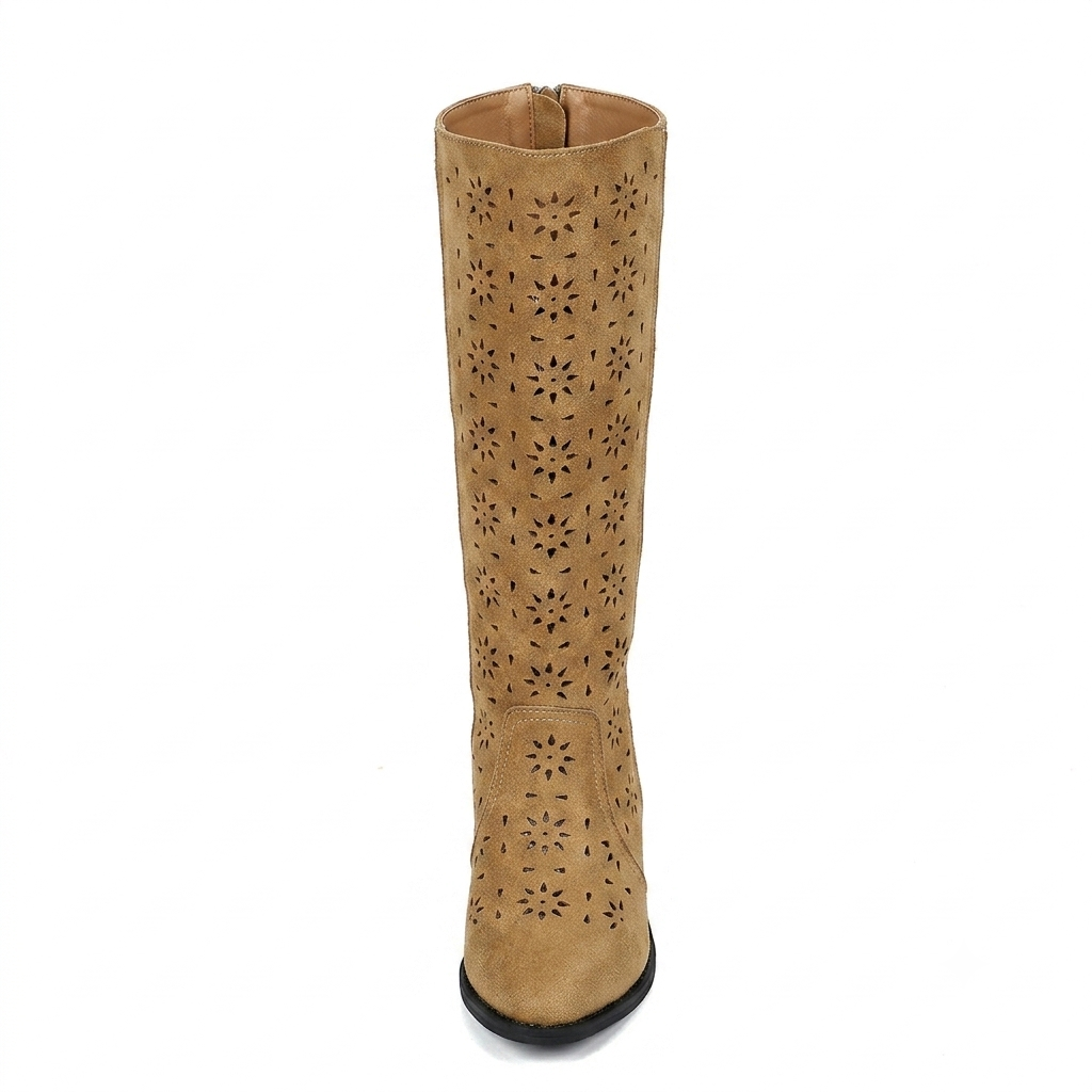 Women's Boho Laser Cut Mid-Calf Boots