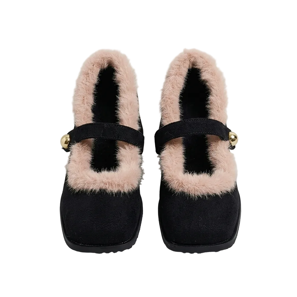 FAUX FUR MARY JANE HEELS