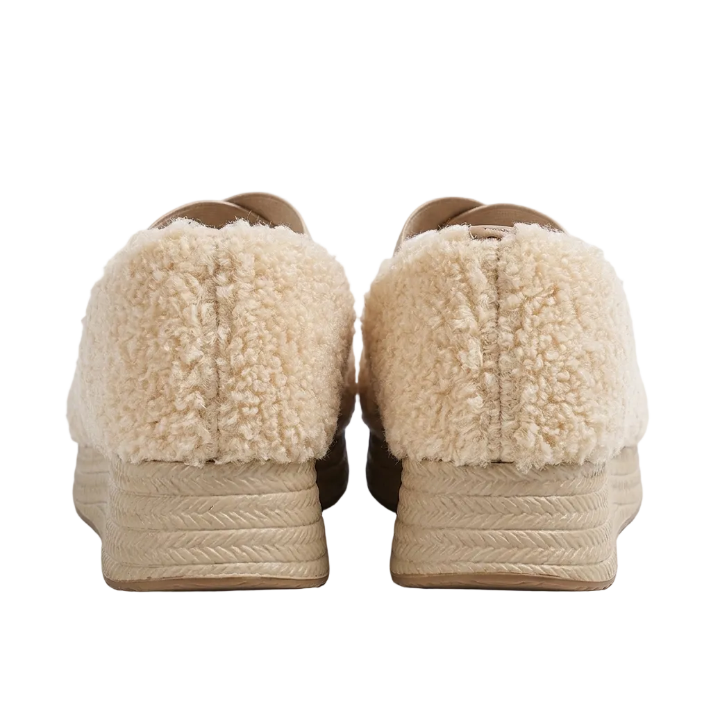Women's Sherpa Cross-Strap Wedge Slippers