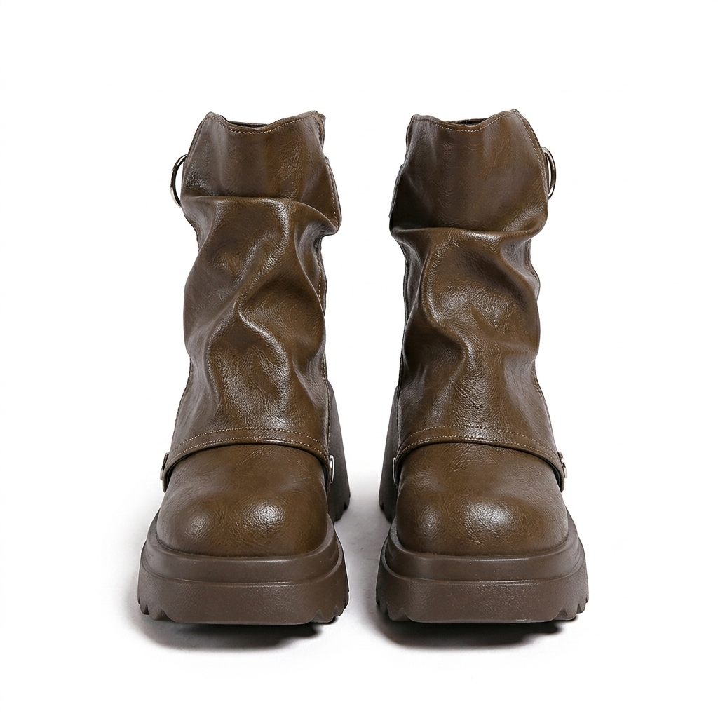SLOUCHY PLATFORM ANKLE BOOTS