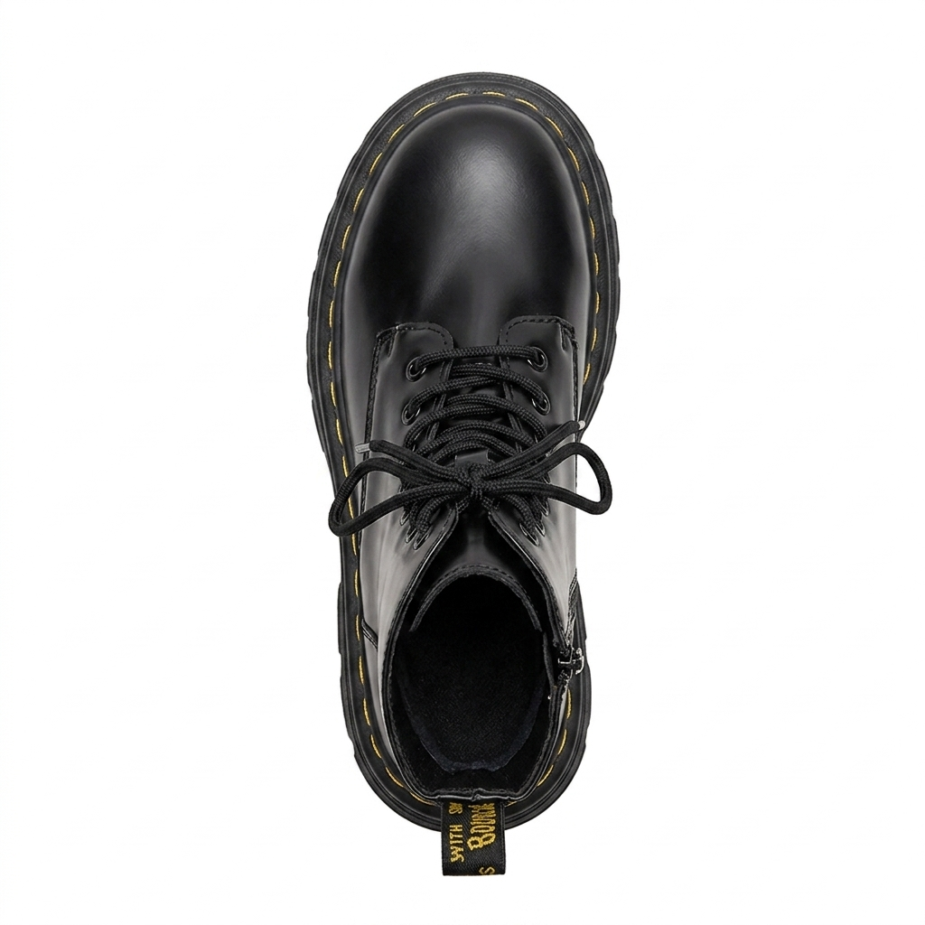 Women's Smooth Synthetic Leather Combat Boots