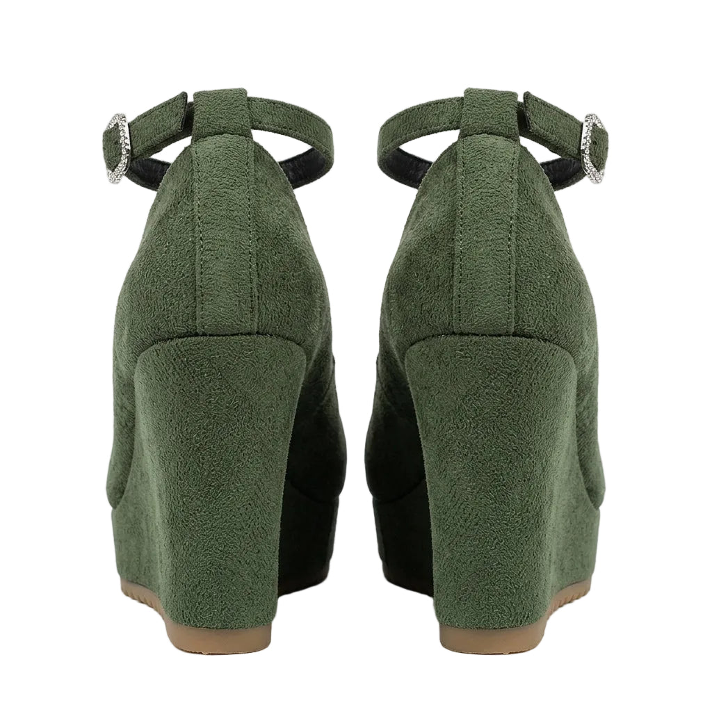 FOREST GREEN WEDGE HEELS