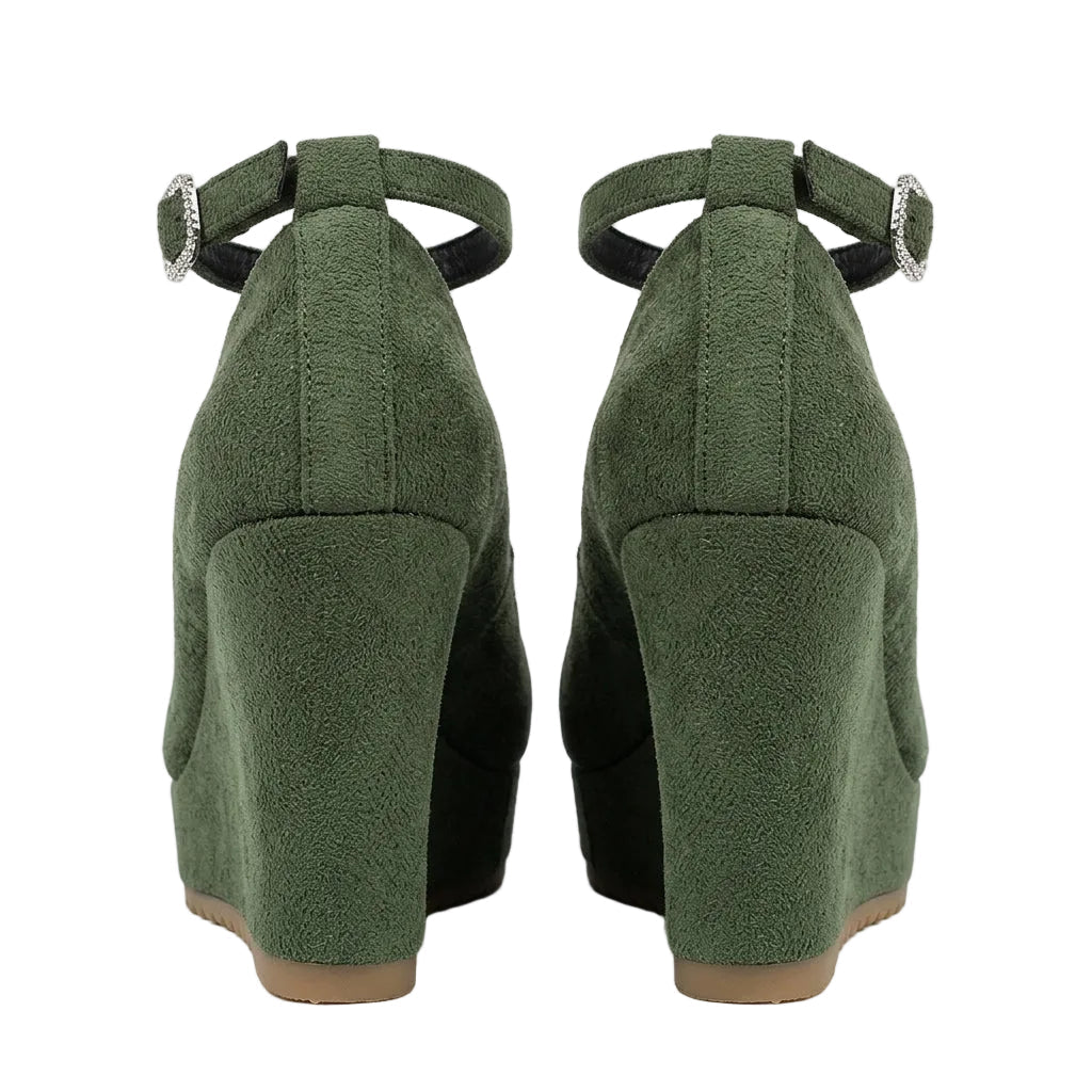 FOREST GREEN WEDGE HEELS
