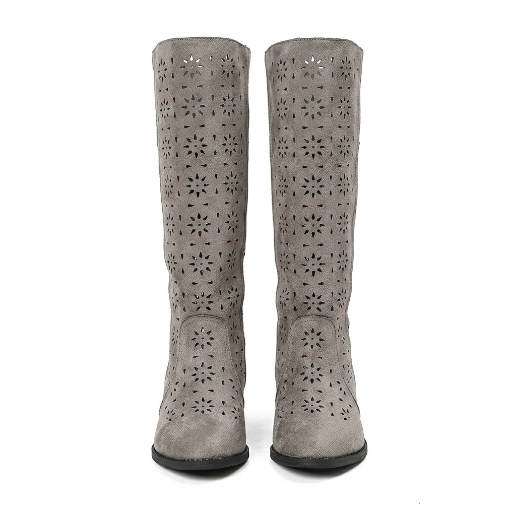 Women's Boho Laser Cut Mid-Calf Boots
