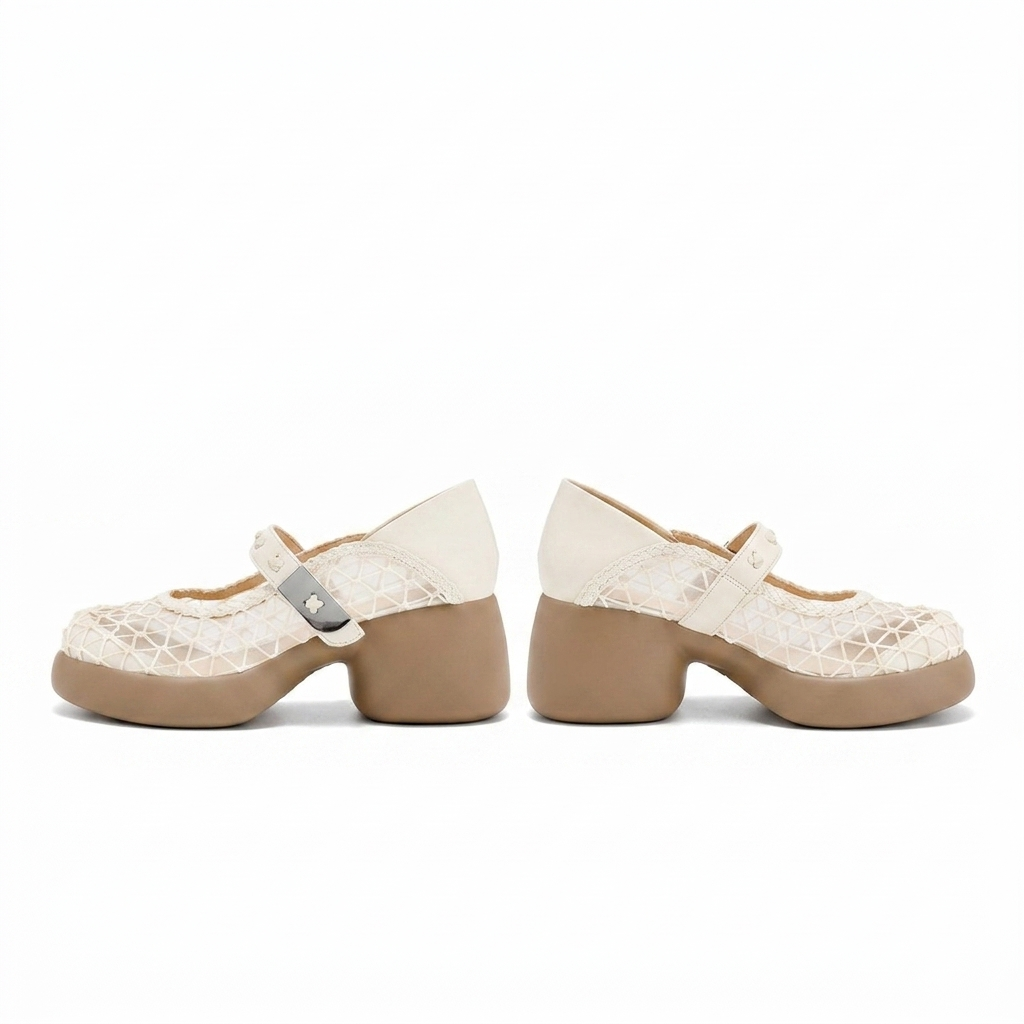 MESH PANELED MARY JANE SHOES