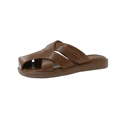 Women's Minimalist Criss Cross Platform Slides