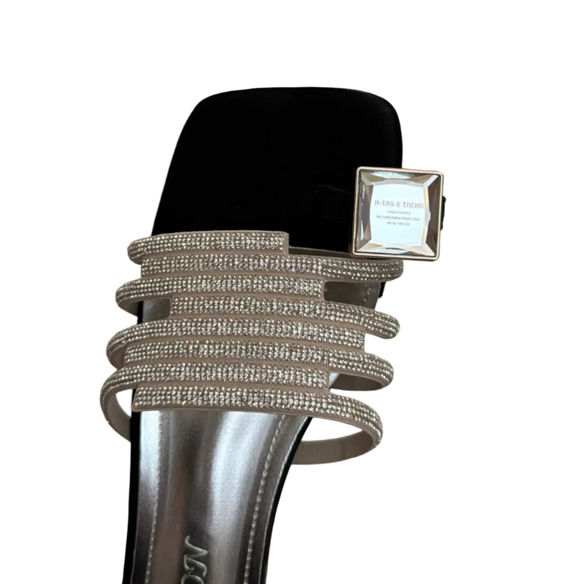 Women's Crystal Embellished Square Toe Slides