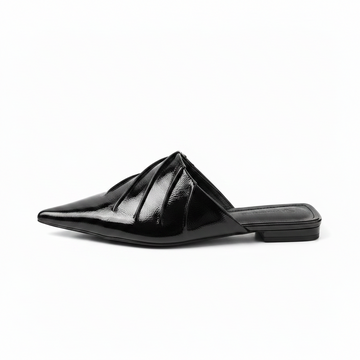 PLEATED POINTED-TOE MULES