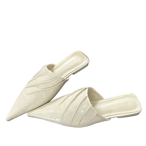 PLEATED POINTED-TOE MULES
