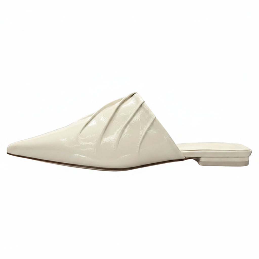 PLEATED POINTED-TOE MULES