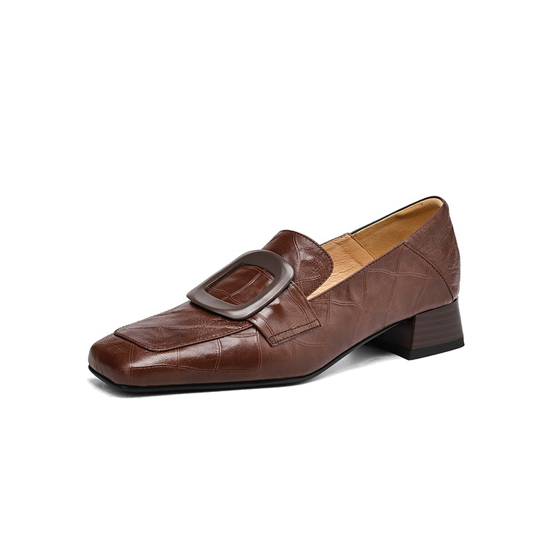 SQUARE TOE PU LEATHER LOAFERS